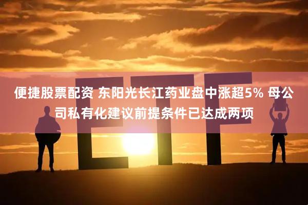 便捷股票配资 东阳光长江药业盘中涨超5% 母公司私有化建议前提条件已达成两项
