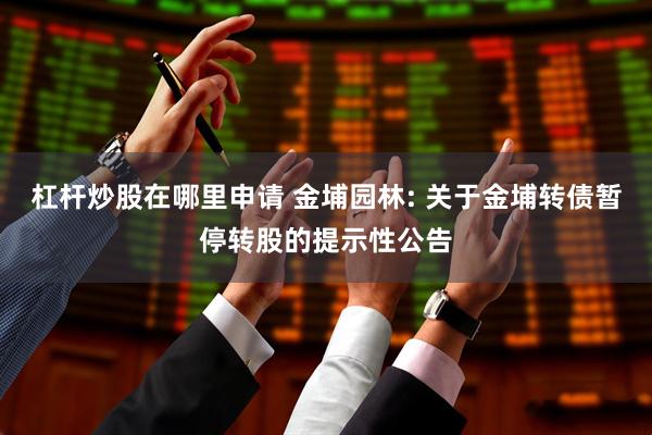 杠杆炒股在哪里申请 金埔园林: 关于金埔转债暂停转股的提示性公告